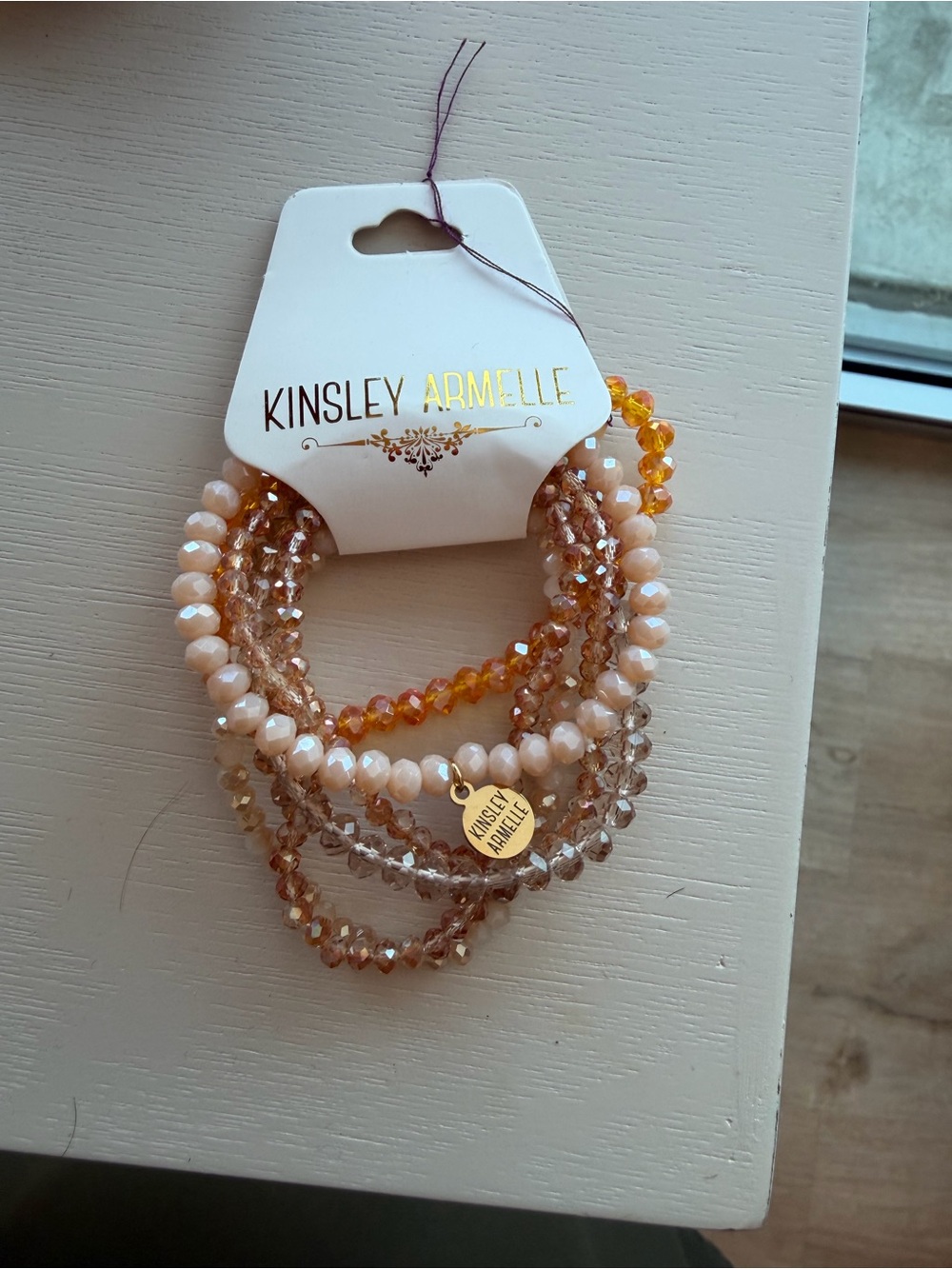 Kinsley Armelle Peach, Gold & Amber Multi-Strand Beaded Bracelet Set